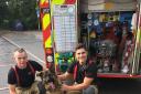 Firefighters rescued a dog from a flat fire