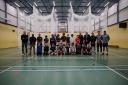 Academy players and patrons at the new cricket nets at Brighton Hill School in Basingstoke