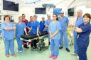 BOOST: Laparoscopic gynaecological theatre staff in their theatre with new equipment. Right, Anne Spedding, senior sister