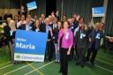 Maria Miller celebrates with Conservative Party supporters