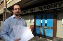 Cllr Steven Peach with the surgery petition