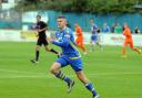 George Hallahan.in action in his first spell with Basingstoke Town at the Camrose with a full pitch of grass