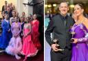 Left: Pupils of Freedom 2 Dance school in Basingstoke; Right: Richard and Laura Llewellyn after winning trophies at National Finals in Blackpool