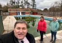 Kit Malthouse MP takes a selfie at the Overton community pool