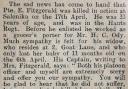A story in the Hants and Berks Gazette, reporting on the death of Ernest Fitzgerald in 1917