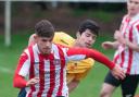Action from Whitchurch FC's 3-3 home draw with Downton. 9th March, 2019 - Pic Andy Brooks