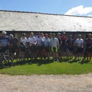 Some of the Arkriders Twin Towns Tour team at the start of one of their latest training rides