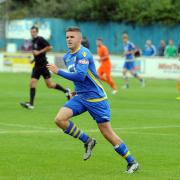George Hallahan.in action in his first spell with Basingstoke Town at the Camrose with a full pitch of grass