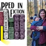 Right: Trapped in Fiction founder Alex Miller and his family