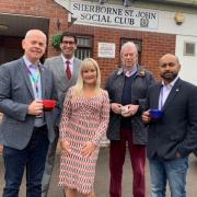 Ranil Jayawardena MP, Cllr Jay Ganesh, Cllr Simon Minas-Bound and Cllr Rhydian Vaughn MBE joined members of the Sherborne St John parish, and the Social Clubs committee.
