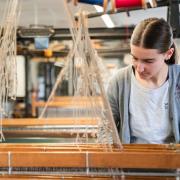 The silk being weaved at Whitchurch Silk Mill