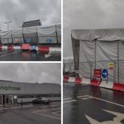 A large structure has been built in the car park at Waitrose