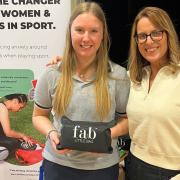 FabLittleBag ambassador Scarlett Hale,  who is the youngest international umpire ever, receives a kit at the Hampshire Cricket Board’s Women and Girls Expo