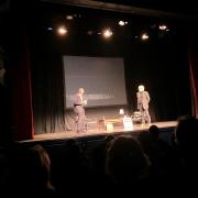 Fred Dinenage and Alex Dyke on stage at the Haymarket