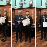 Maxima Kennedy, Chris Miltiadou, and Jesal Raval receiving their awards