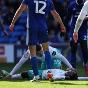 Kamaldeen Sulemana appeared to be knocked out in a collision in the Cardiff City box