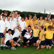 Rob Tobin with pupils from Brighton Hill Community College