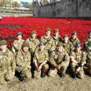 Cadets from Basingstoke plant poppies at Tower of London