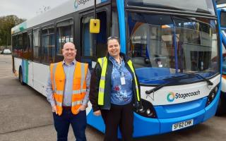 Stagecoach Basingstoke depot managers Jon Beckley (engineering) and Kerry Mansfield (operations)