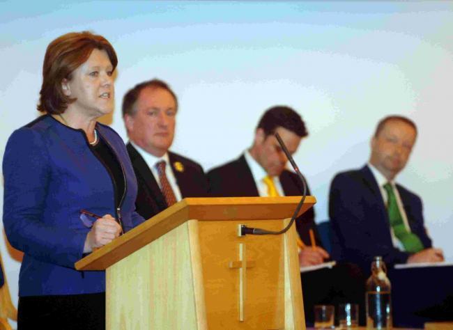 Question time: Incumbent MP Maria Miller speaking at a hustings event in May 2015