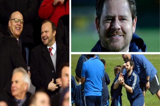 Manchester United (co-owner Joel Glazer and director Ed Woodward pictured left) are among the teams to have signed up to the European Super League. Basingstoke Town chairman Kevin White and Hatch Warren Pheonix Flames coach Jack Cousens are among those