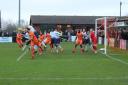 Action from Farnborough vs Hartley Wintney game. Pic by Josie Shipman