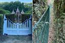 Left: Photoshopped image of what the gate could look like at King John Hunting Lodge. Credit: John Tanner