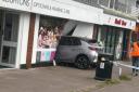 The car which smashed into the shop in Tadley