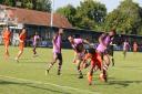 Action from Hartley Wintney's game against Corinthian Casuals
