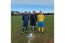 Referee and captains of Bembridge Reserves and Silchester Village on Saturday