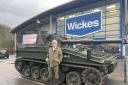 Paul Gibbons and a tank outside Wickes on Wednesday, December 27