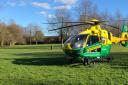 The air ambulance spotted in Brighton Hill Park