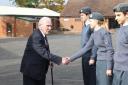 George "Johnny" Johnson meets RAF cadets at Lord Wandsworth College