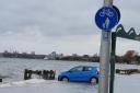 Flooding at Weston shore due to Storm Ciara and high tide.