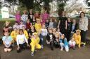 Anton Junior School pupils and teachers dressed in their spots and stripes