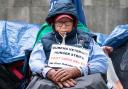 Gurkha veteran, Dhan Gurung on day 12 of a hunger strike opposite Downing Street in London last year. Credit: PA/Stefan Rousseau