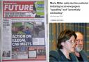 Left: Basingstoke Future leaflet distributed by Maria Miller's campaign group; Right: Maria Miller's comment in the Gazette in 2019