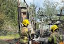 Shocking photos show double decker bus destroyed in blaze