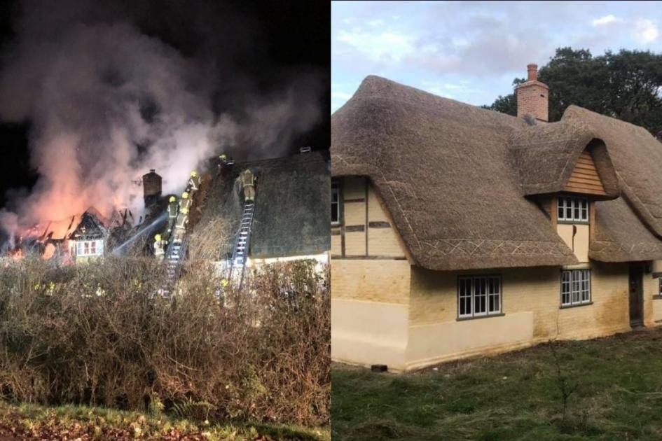 Thatched cottage repaired after blaze destroyed roof 