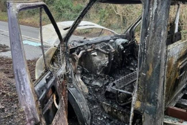 Van destroyed in fire in Hook. Credie: Hampshire and Isle of Wight Rescue Service.