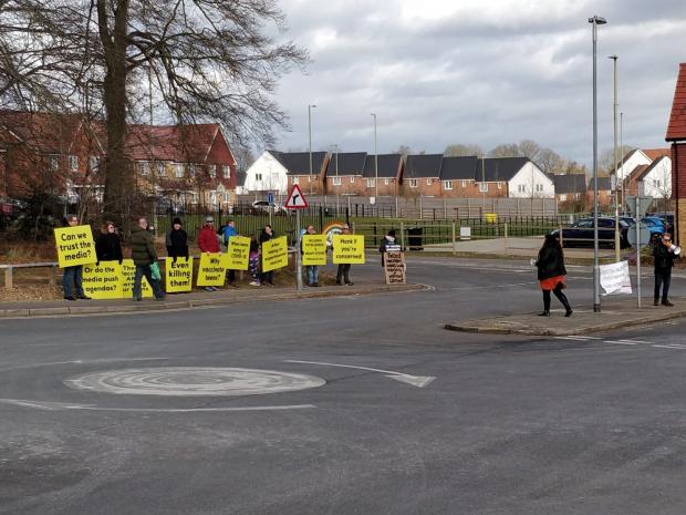 Basingstoke Gazette: Protestors at Basingstoke hospital. Image: Steve Rolfe