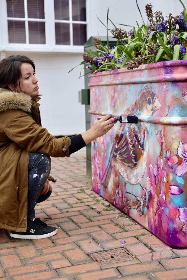 Basingstoke Gazette: Sian Storey has been brightening up Basingstoke with her street art