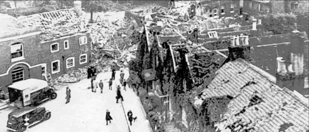 Basingstoke Gazette: The scene of devastation in Church Square