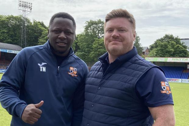 Ty Newton and Ross Weatherstone, the new joint first team managers at Hartley Wintney FC. Pic credit: Elayne Duddridge