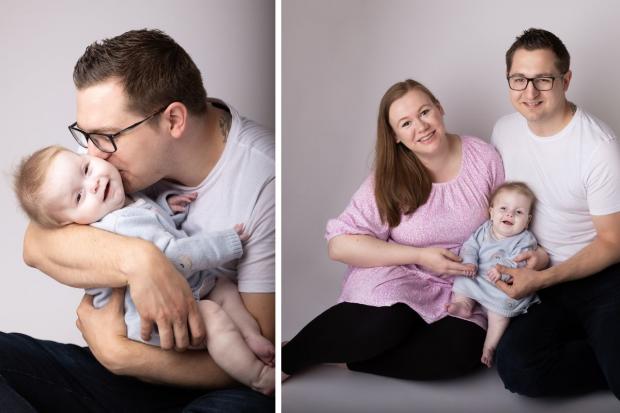 Left: Steve with his daughter Olivia: Right: Beth, Steve and Olivia. Pic credit: Jessica Sharp Photography