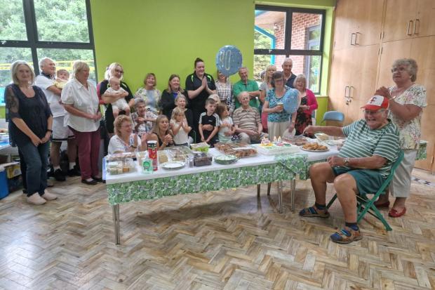 Basingstoke Gazette: Bryan (seated far right) celebrated his birthday at the Tadley Health and Fitness Centre