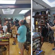 A BBC crew filming The Squirrel store in Basingstoke for The Antique Show.
