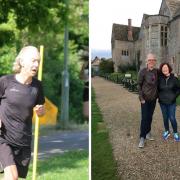 Left: Graham completing a park run in Basingstoke. Right: Graham and his wife Marie at Warners Hotel in Hungerford