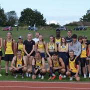 Basingstoke and Mid Hants athletes at the end of the last senior athletics match of 2022 season at Down Grange.