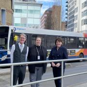 Maria Miller MP with Stagecoach representatives in Basingstoke